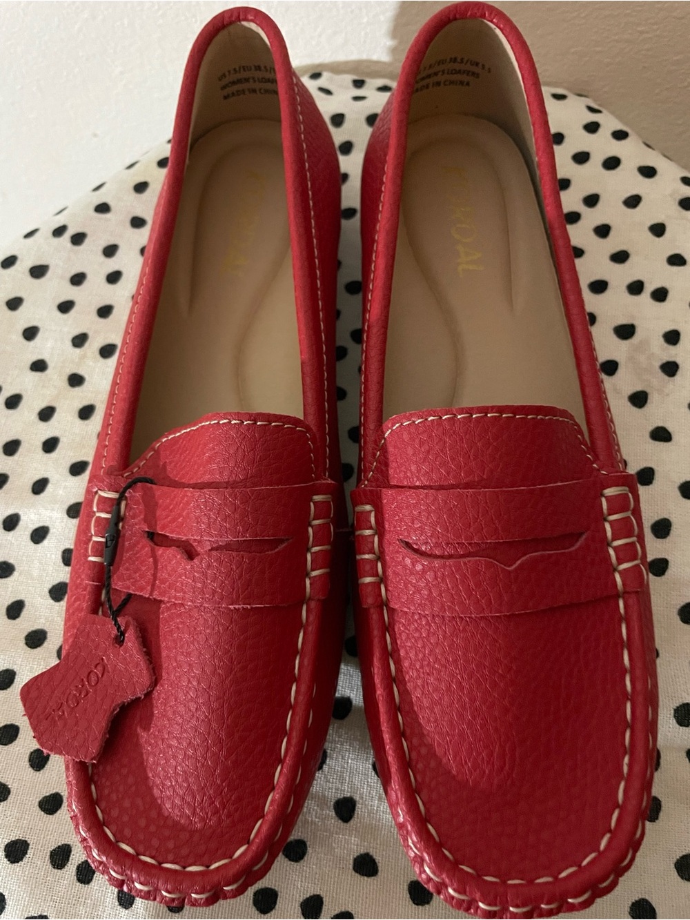 Red Leather Penny Loafers for Women — Classic Slip-On Style